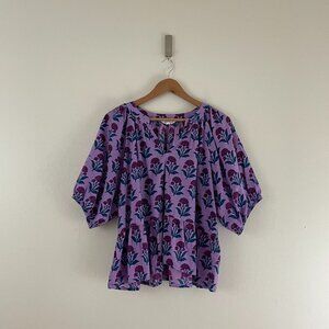 Printfresh Easy Read Floral Print Blouse in Lavender Fields Purple Size Large